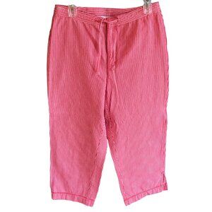 Liz Claiborne Cropped Pants, Medium Weight Red White Stripe Drawstring Waist 10